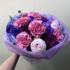 Букет к 14 февраля "Пионовый"