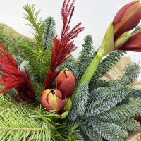 Букет из нобилиса, пихты и амарилисов