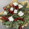 Новогодний букет с нобилисом, хлопком и декором
