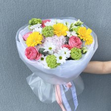 Букет из гербер, роз и гортензии